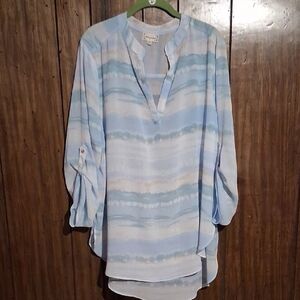 Cynthia Rowley Pastel Blue Striped Blouse